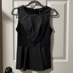 Leather Mixed Material F21 Peplum Top | SZ 6
